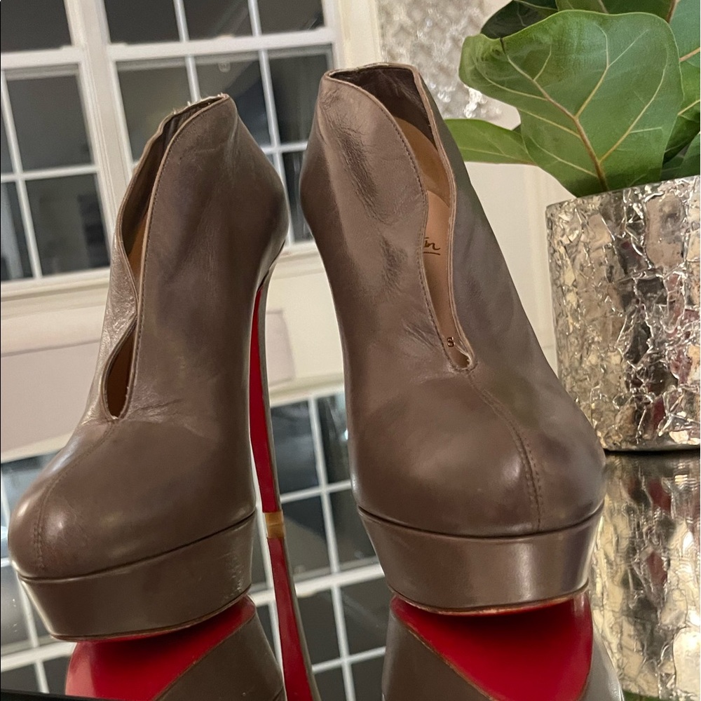 Christian Louboutin Black Leather Fast Plato Platform Booties size 39